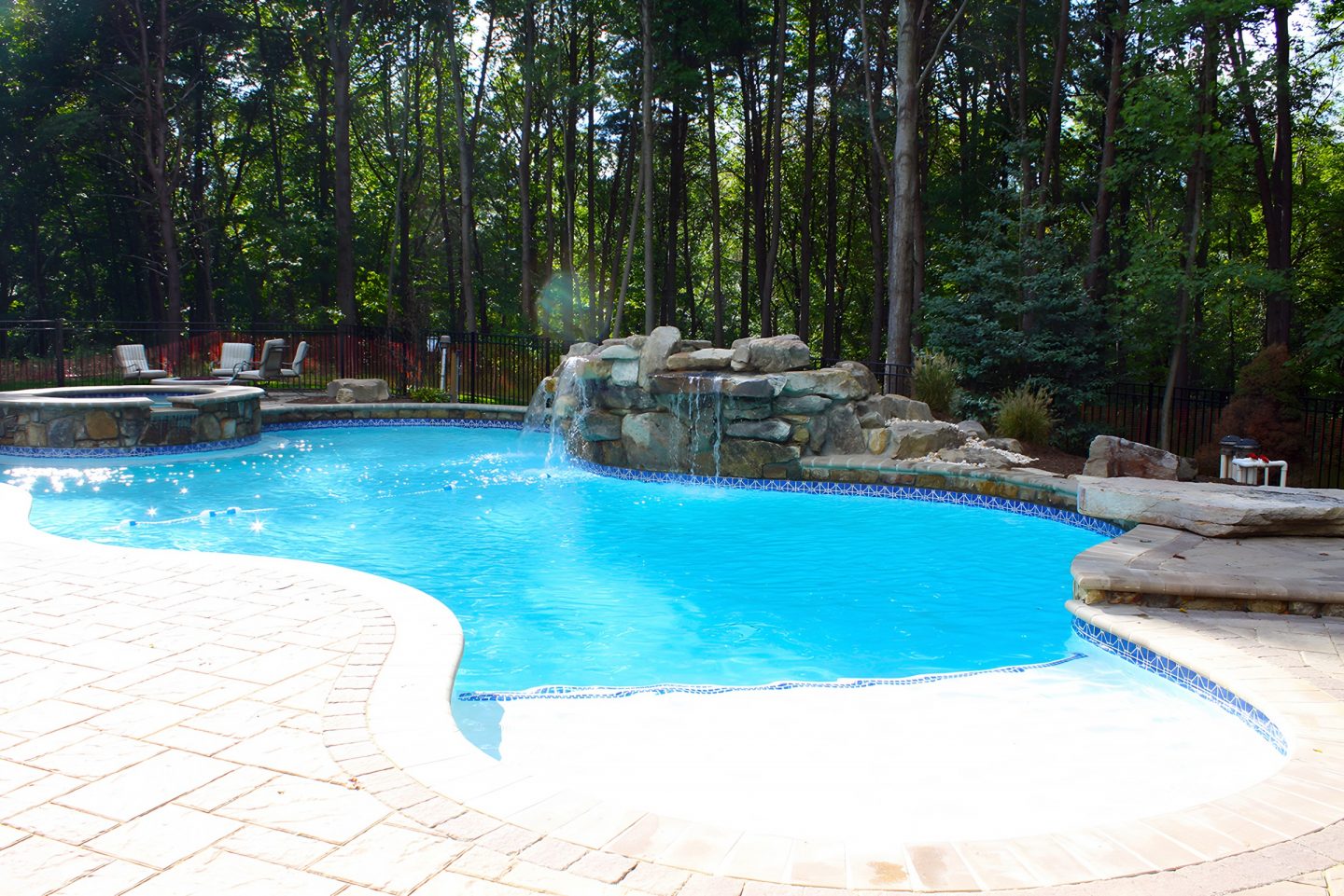 Pool outdoor waterfall